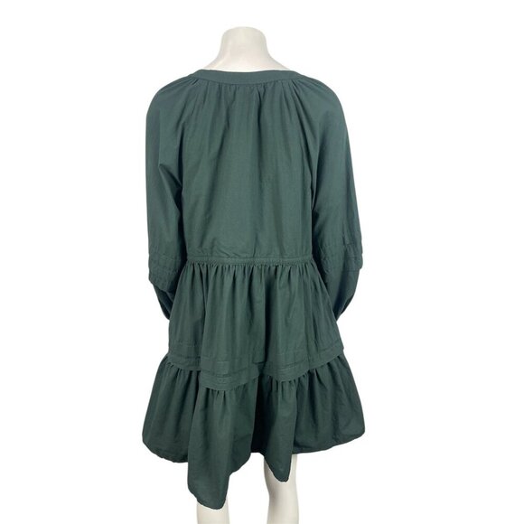 Madewell Crinkle Poplin Wrap Mini Dress Medium Green Drawstring Waist - Picture 7 of 11